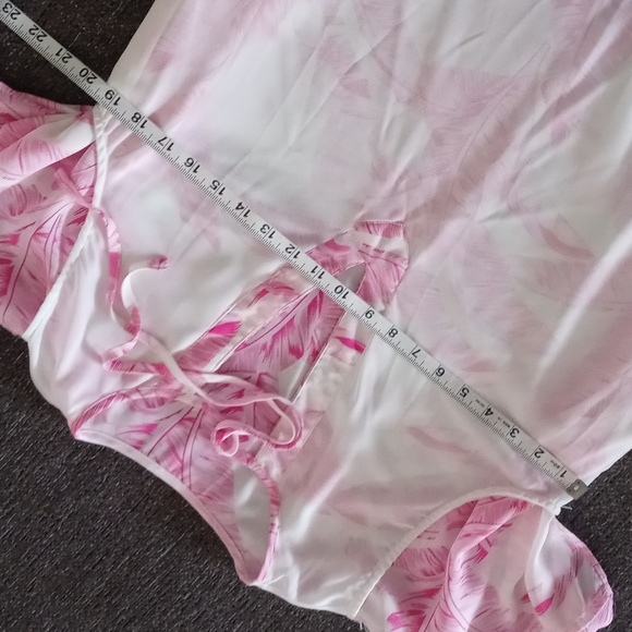 💗Buddy Love💗 - Pink/White Palm Leaf Pixie Cover-Up Dress - Picture 13 of 14